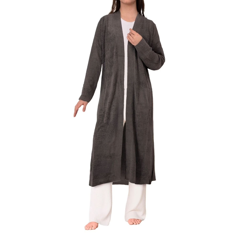 Barefoot Dreams CozyChic Ultra Lite Everything Cardigan XS Coal Gray Duster NWT